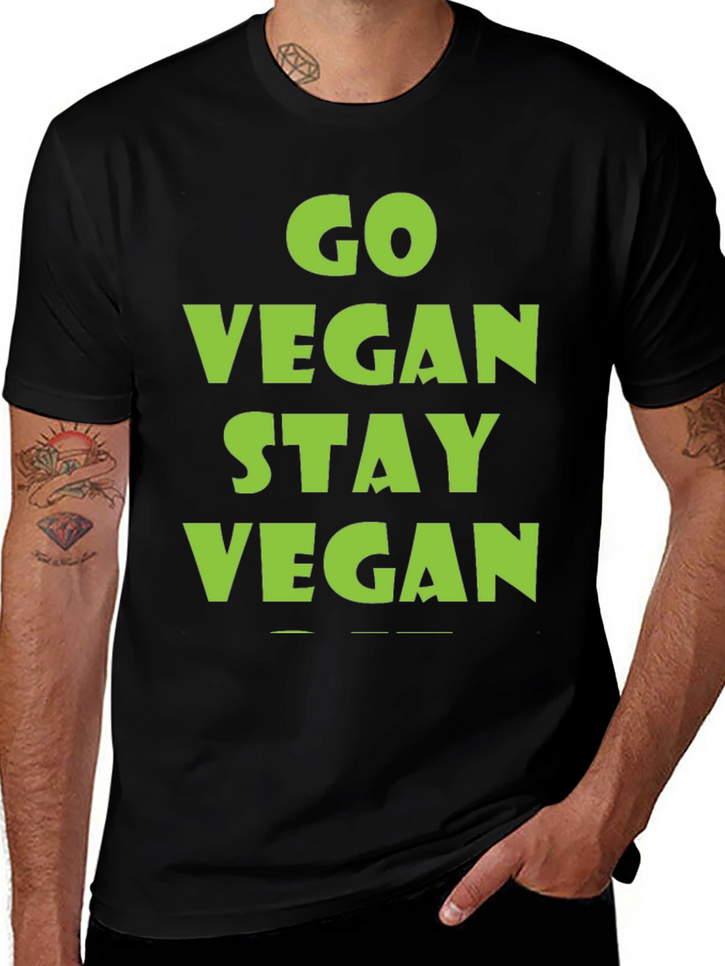Go Vegan Stay Vegan Black T-Shirt