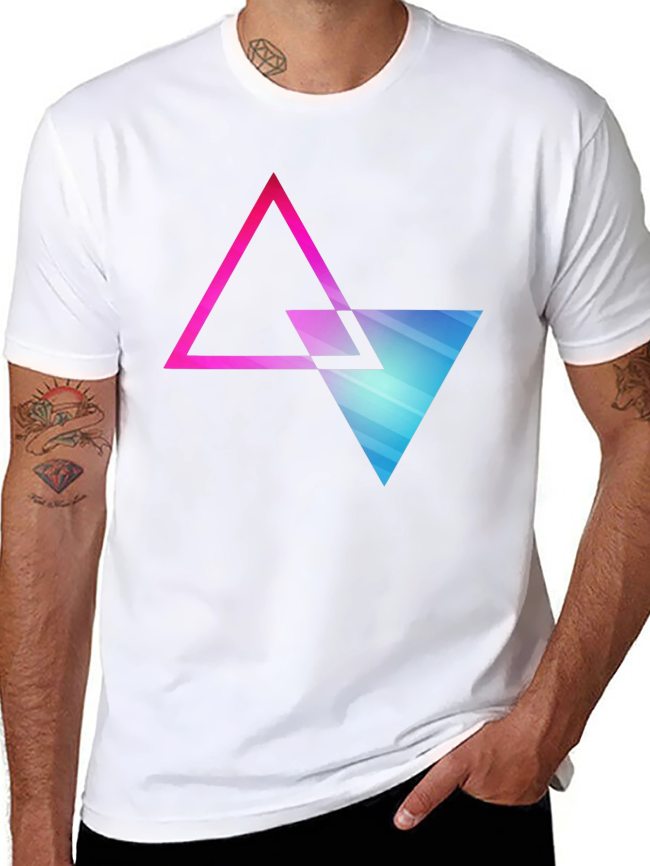 Geometric Triangle Graphic Tee - Modern Style