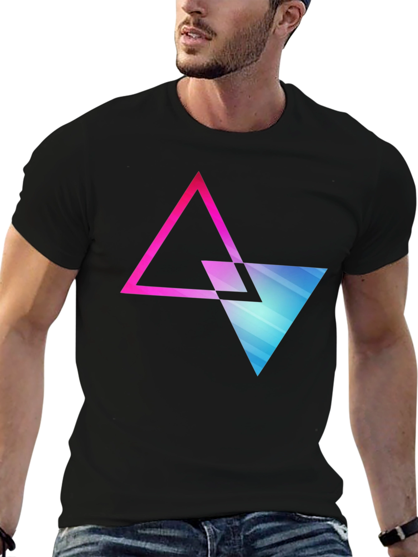 Geometric Triangle Graphic Tee - Modern Style