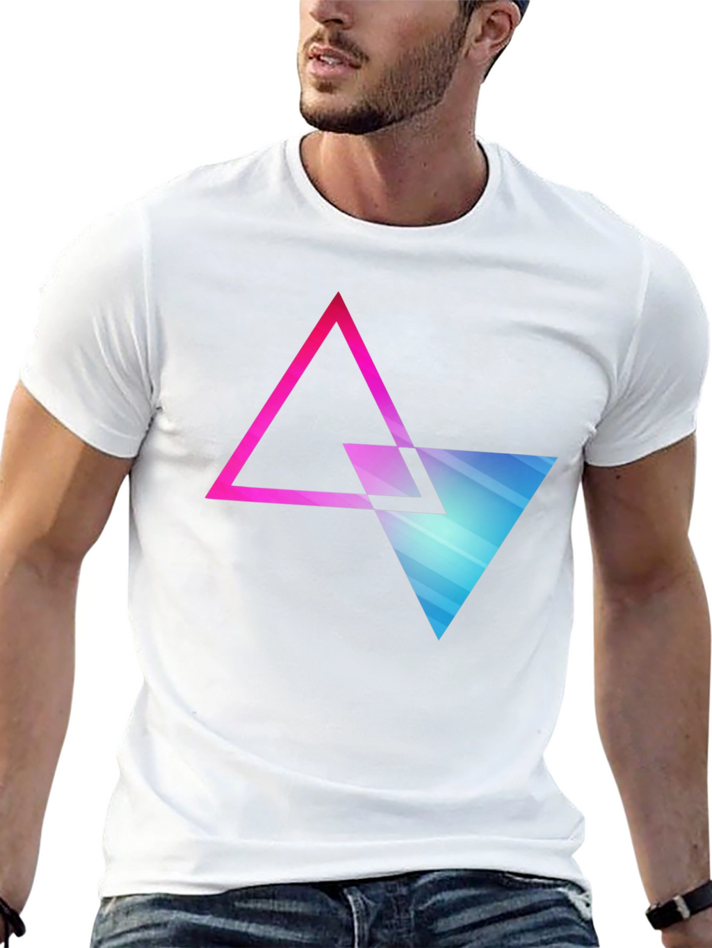 Geometric Triangle Graphic Tee - Modern Style