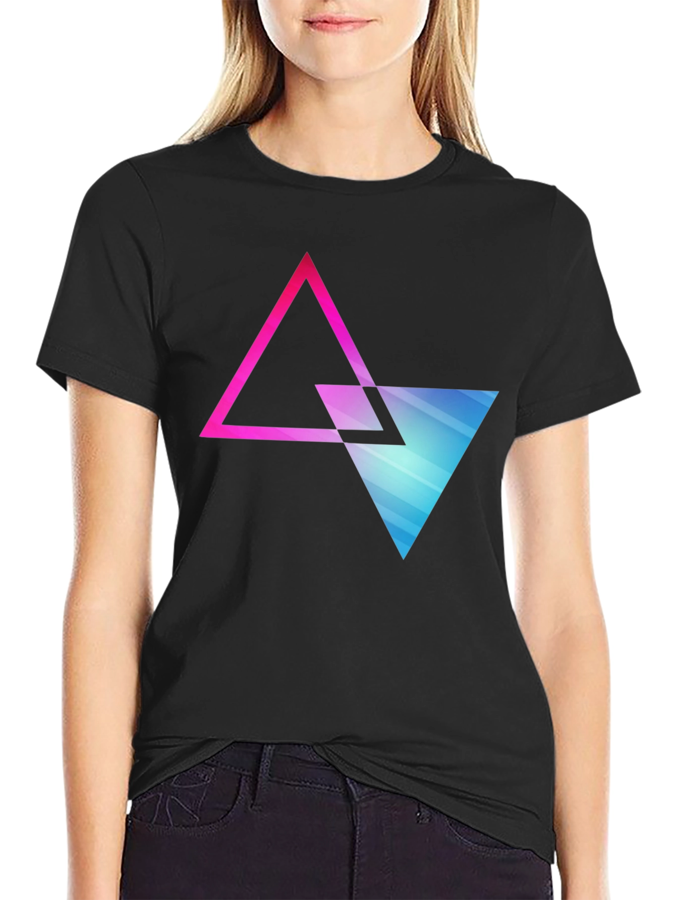 Geometric Triangle Graphic Tee - Modern Style
