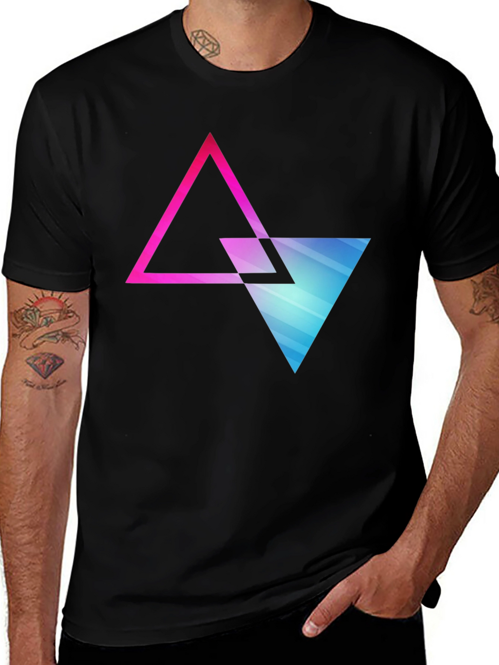 Geometric Triangle Graphic Tee - Modern Style
