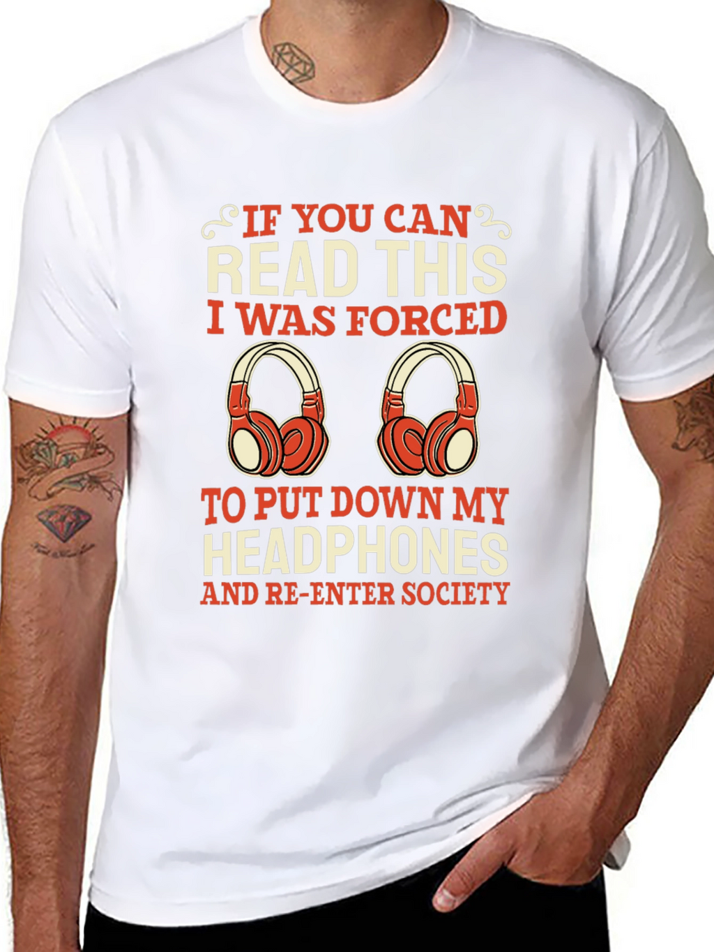 Funny Headphone Lover Tee - Forced to Socialize!