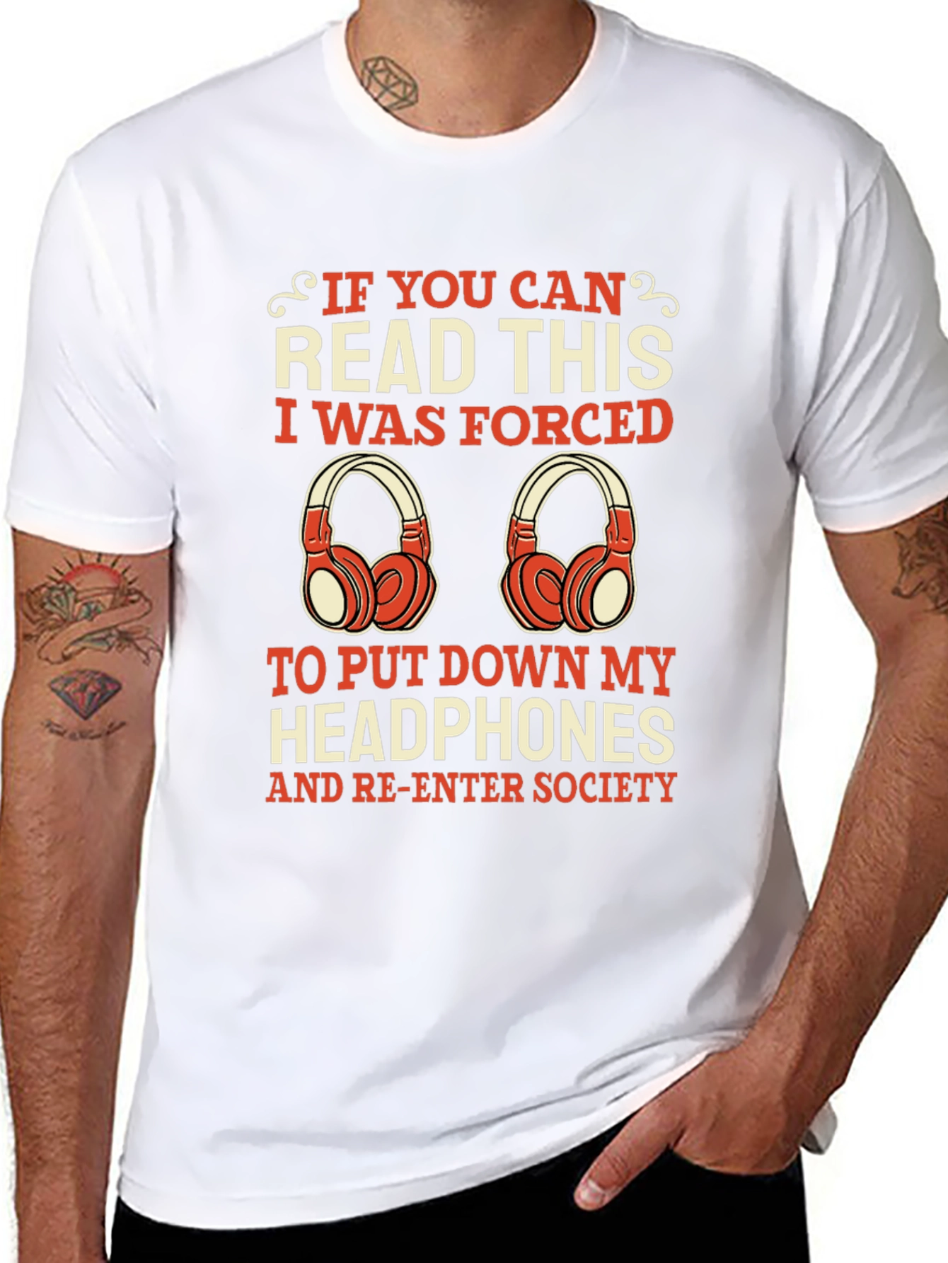 Funny Headphone Lover Tee - Forced to Socialize!