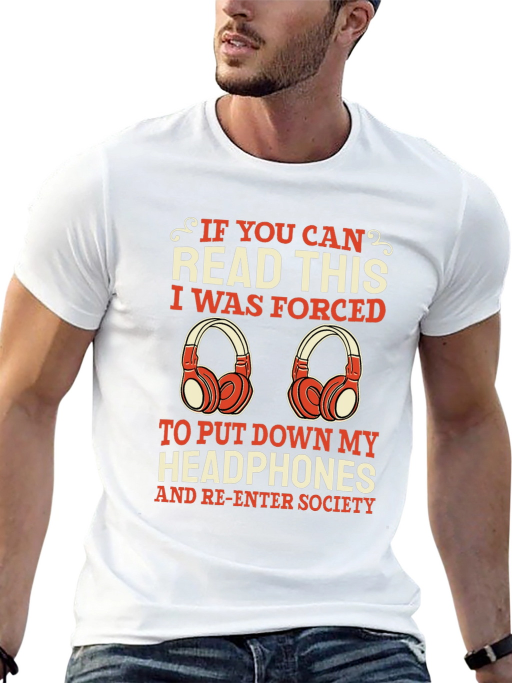 Funny Headphone Lover Tee - Forced to Socialize!