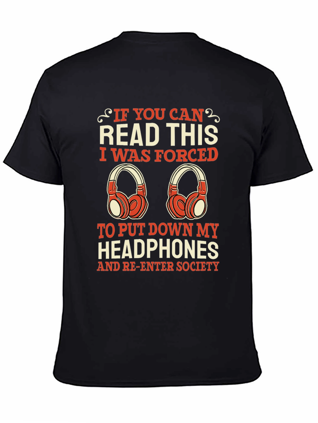 Funny Headphone Lover Tee - Forced to Socialize!