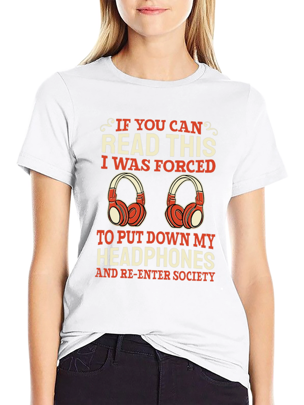 Funny Headphone Lover Tee - Forced to Socialize!