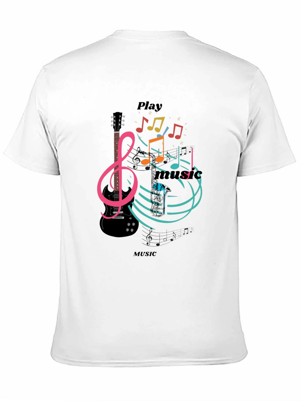 Play Music Graphic T-Shirt - Stylish Black Tee