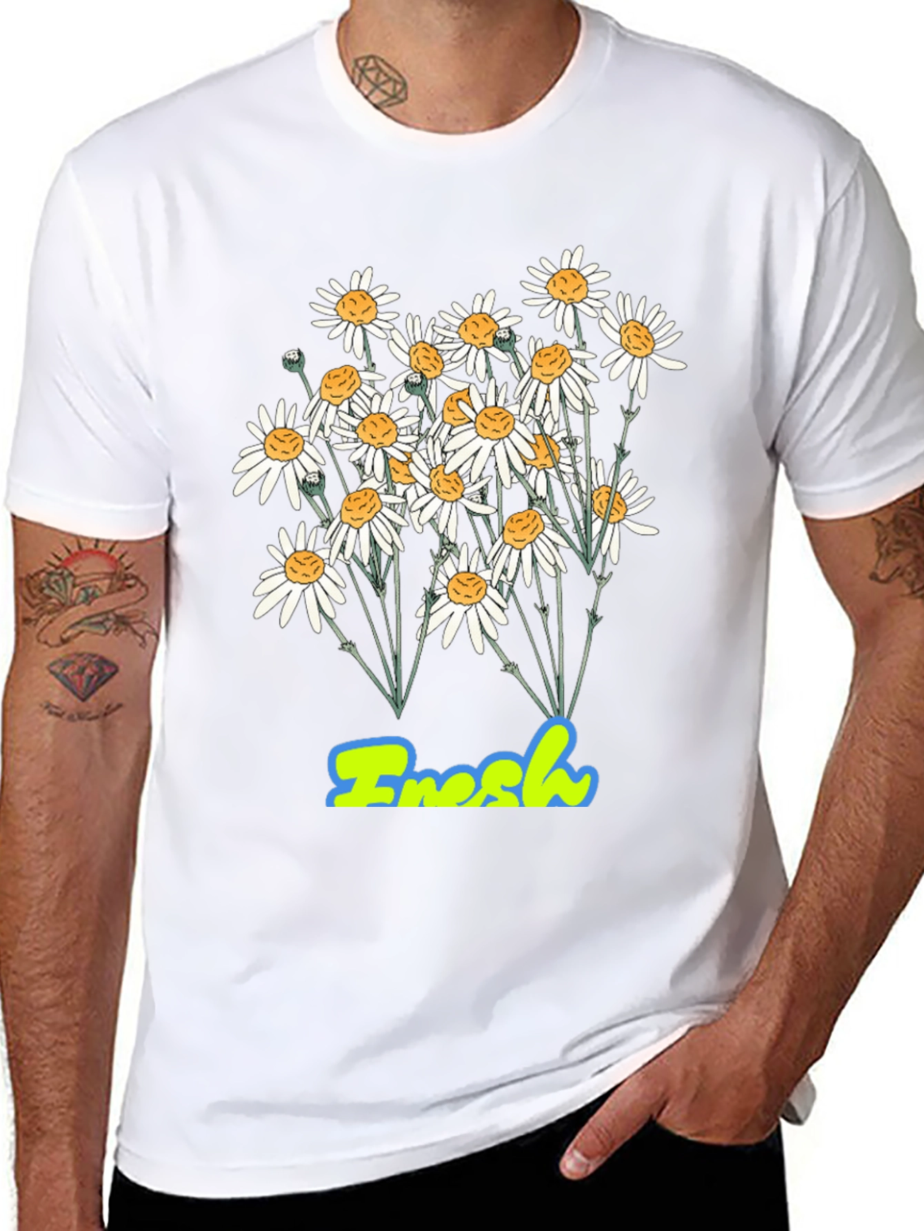 Fresh Daisy Graphic Print Black T-Shirt