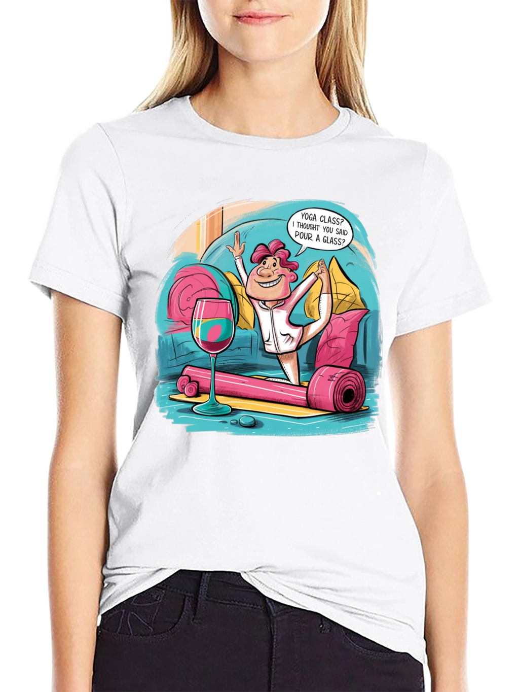 Yoga & Wine Funny T-Shirt