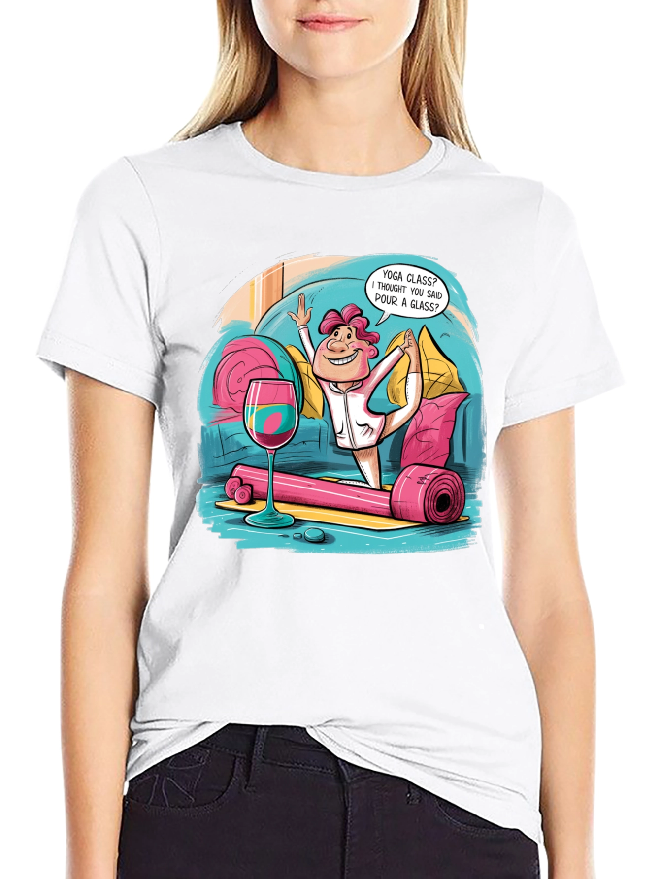 Yoga & Wine Funny T-Shirt