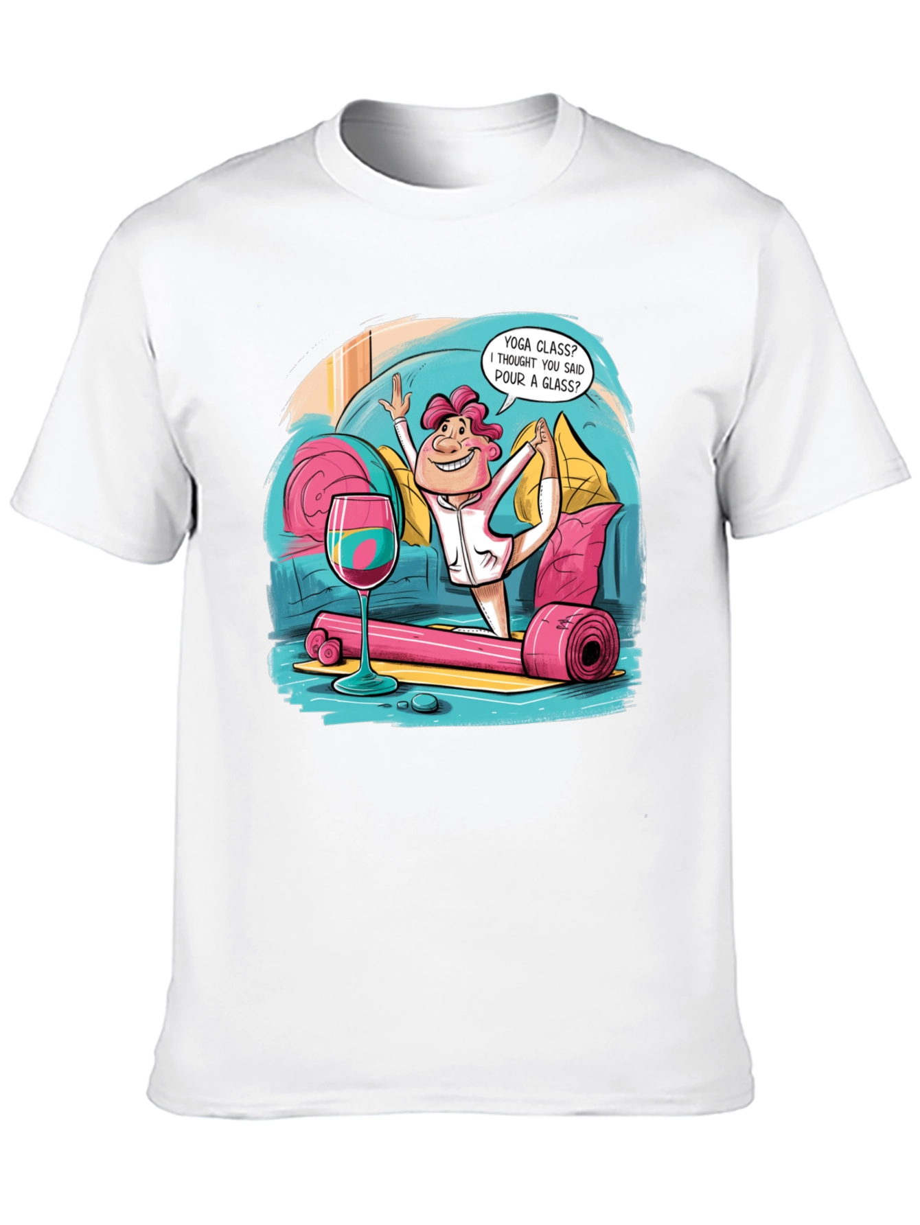 Yoga & Wine Funny T-Shirt