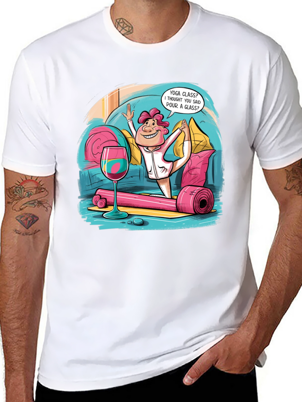 Yoga & Wine Funny T-Shirt