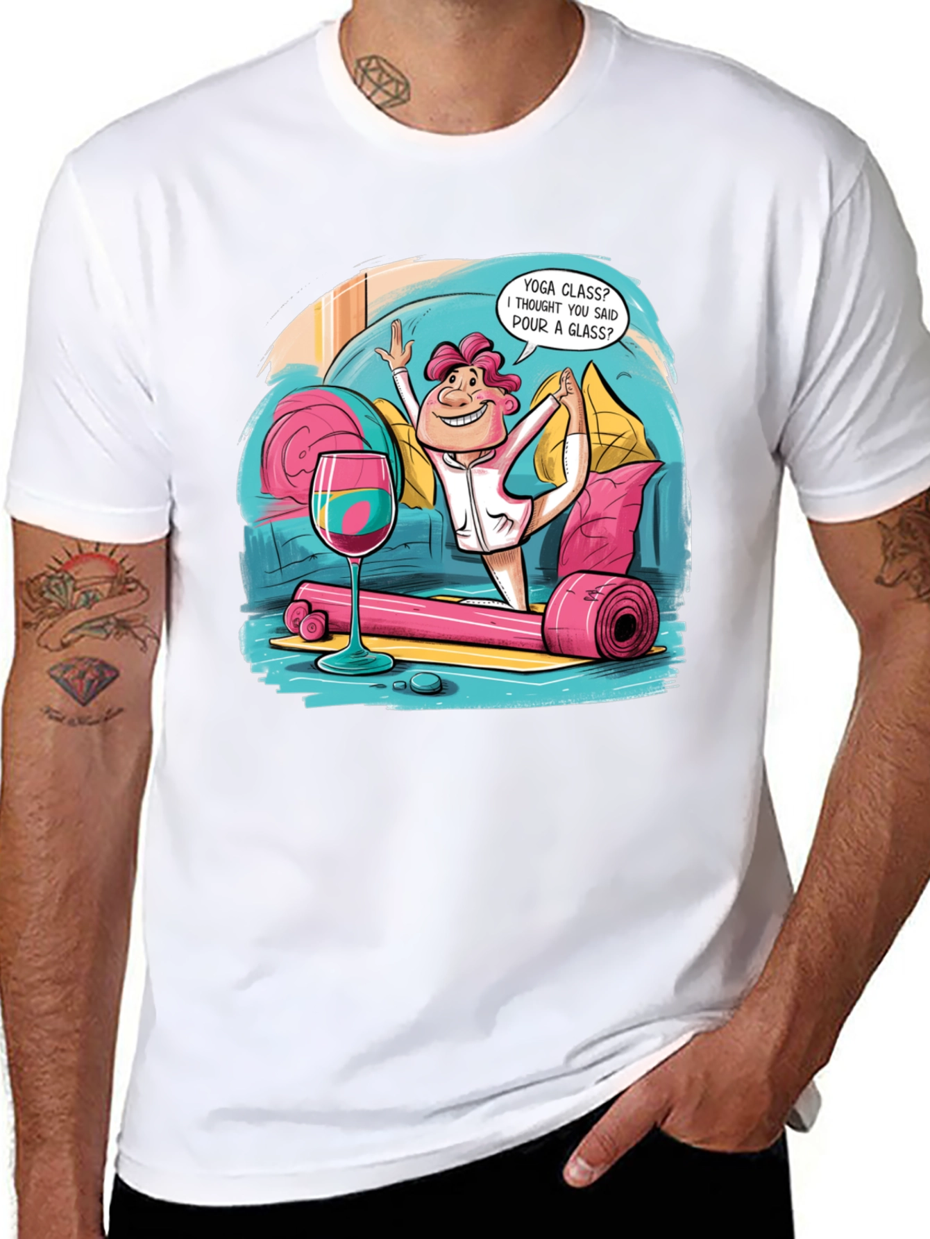 Yoga & Wine Funny T-Shirt