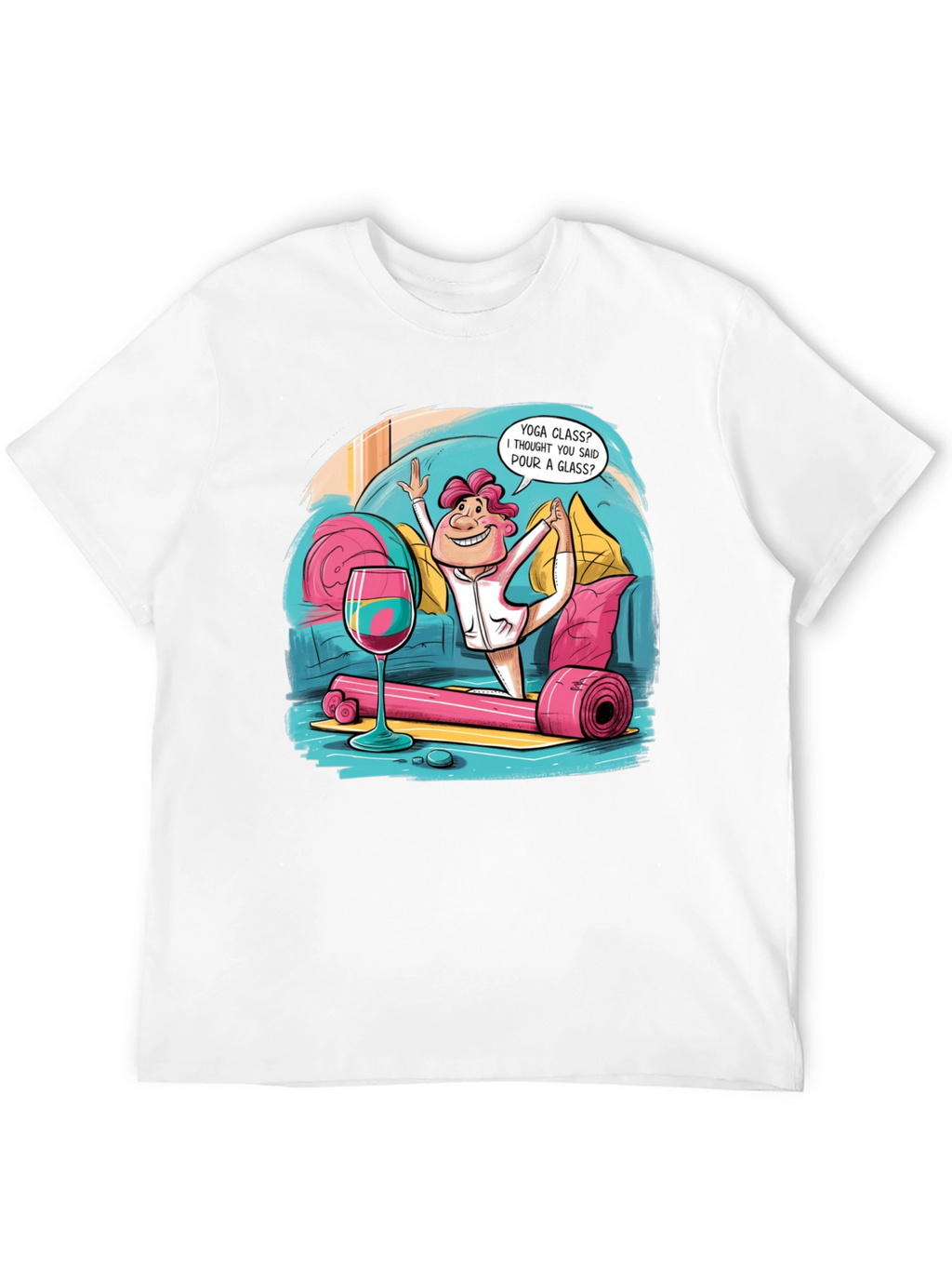 Yoga & Wine Funny T-Shirt