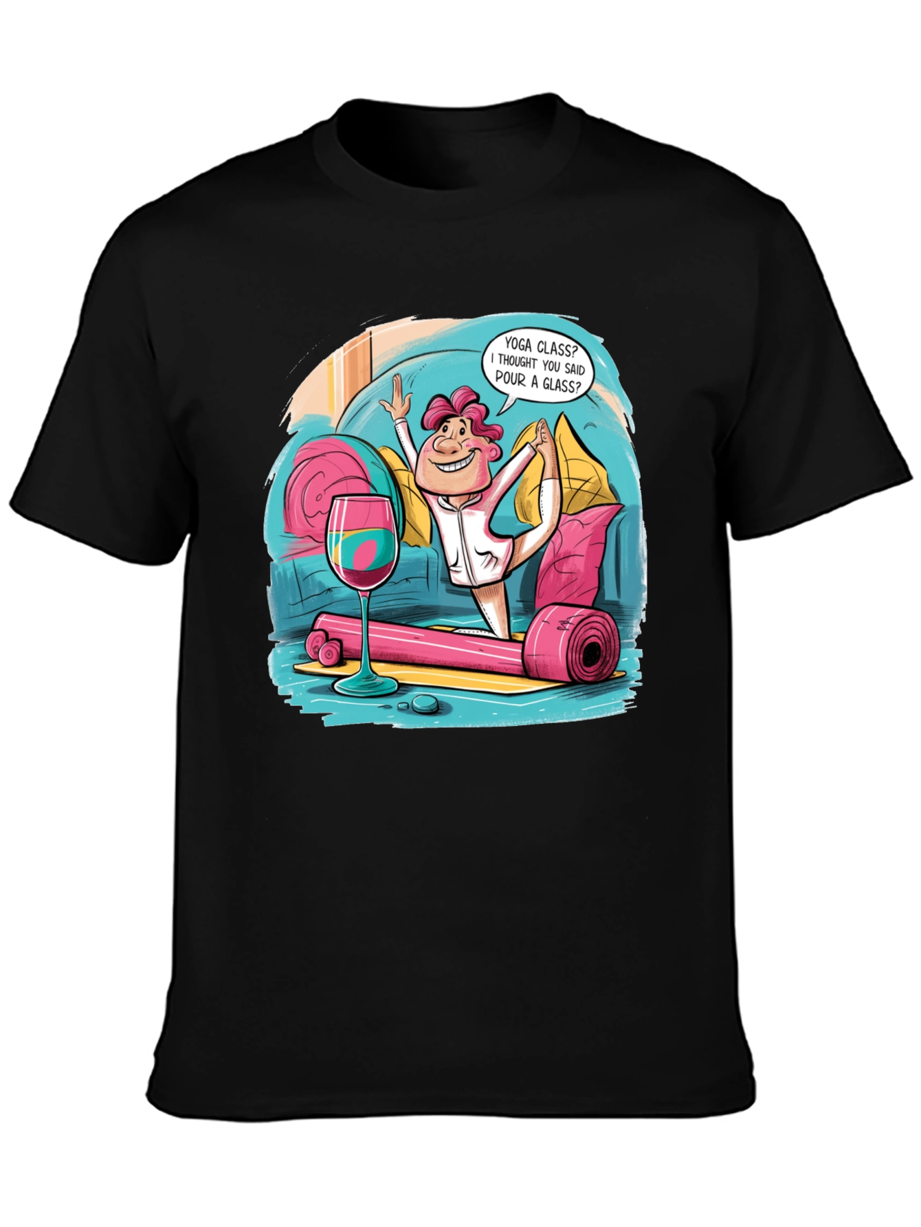 Yoga & Wine Funny T-Shirt