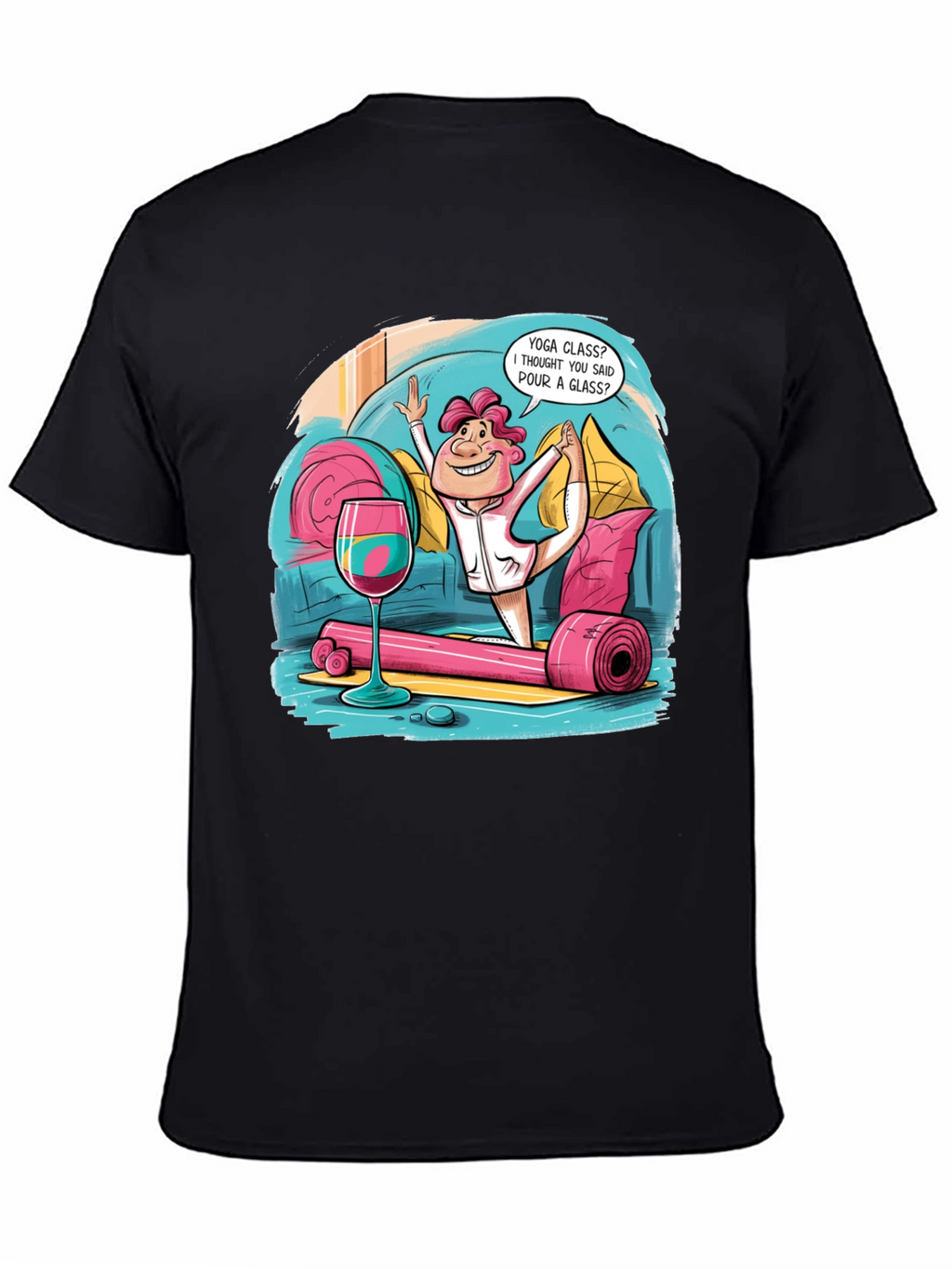 Yoga & Wine Funny T-Shirt