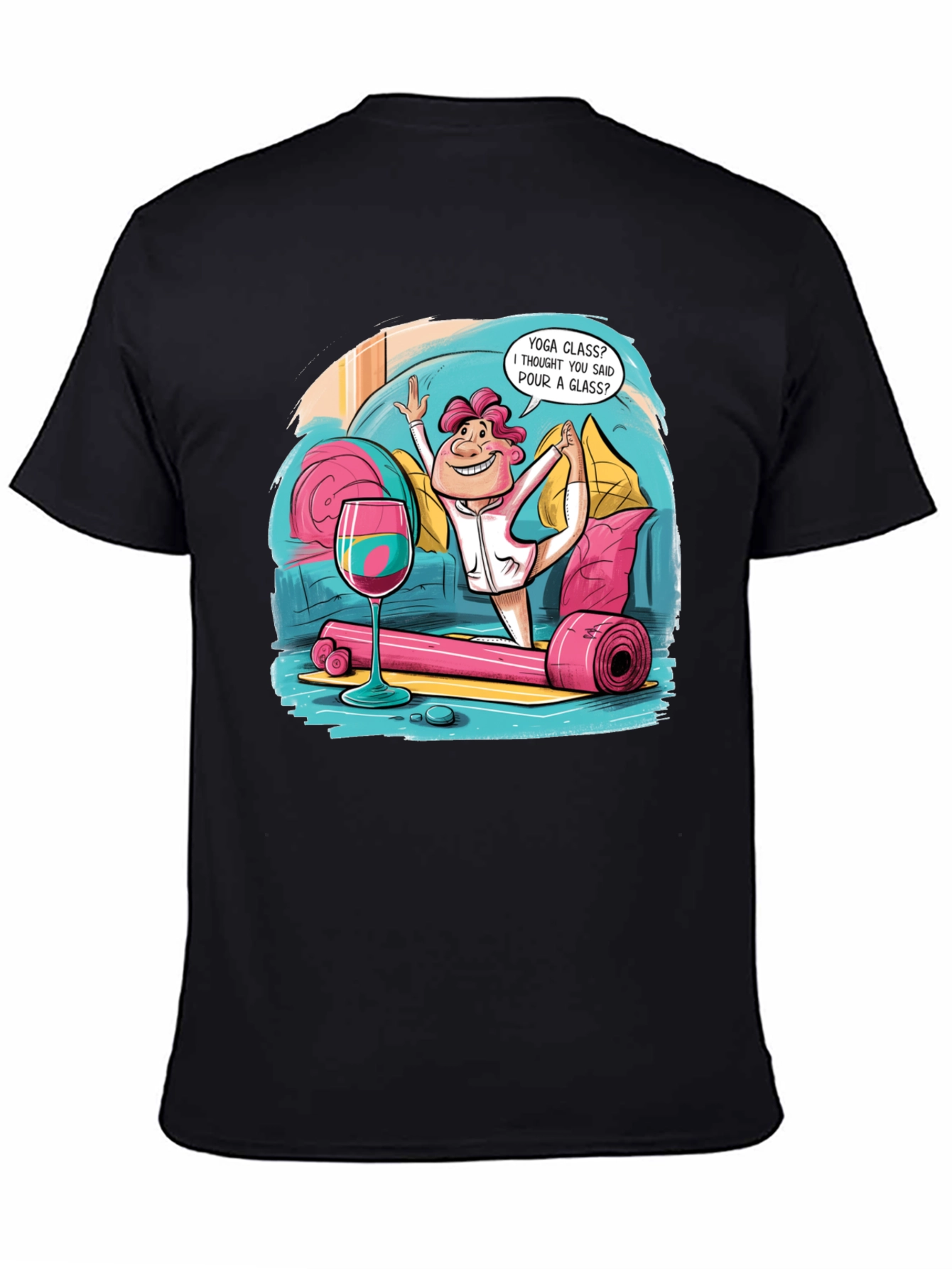 Yoga & Wine Funny T-Shirt