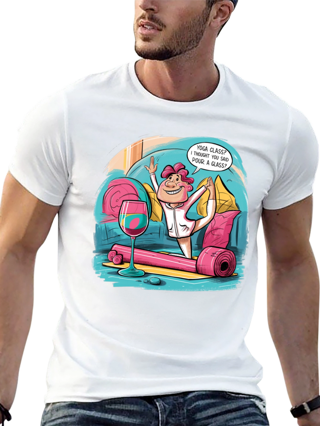 Yoga & Wine Funny T-Shirt