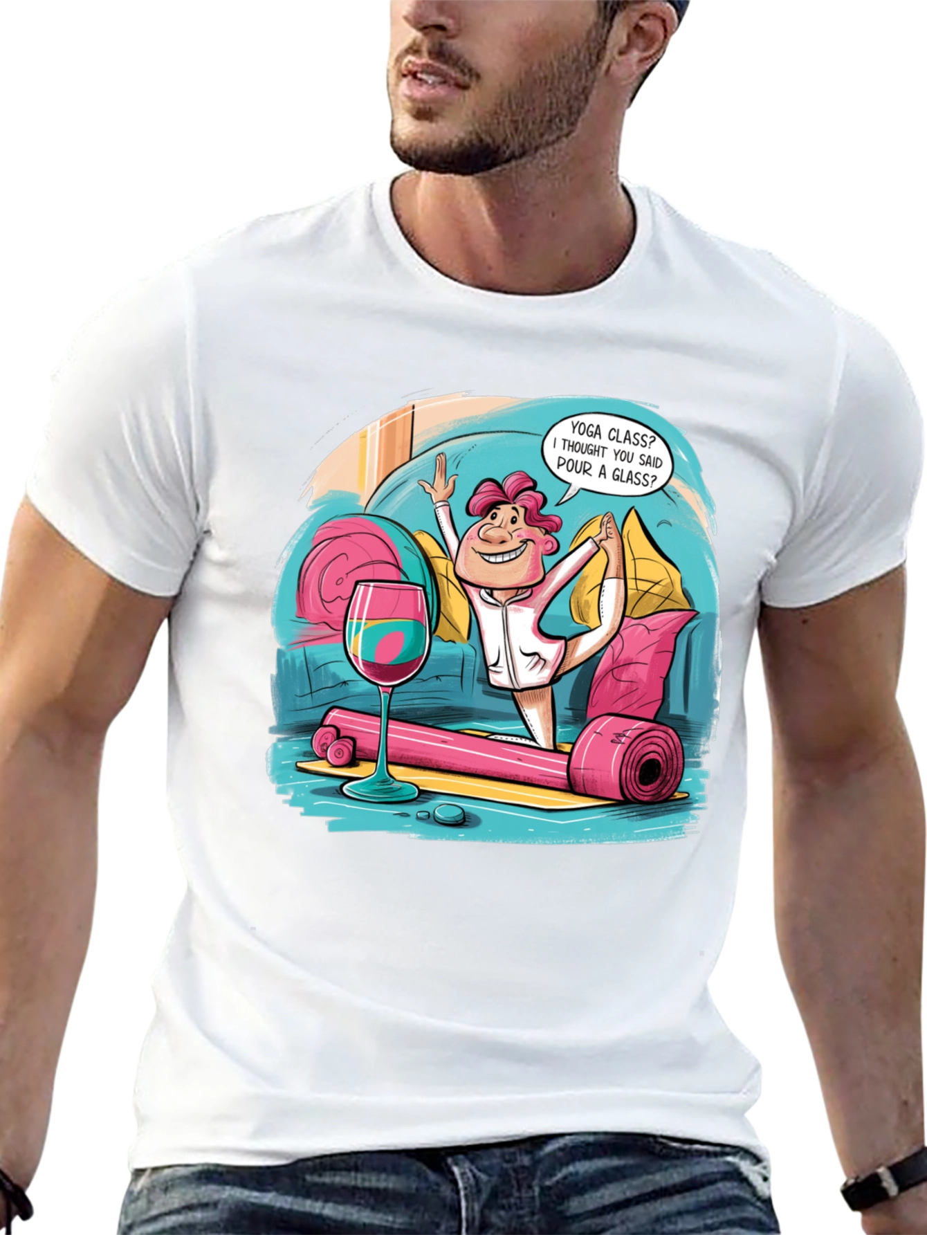 Yoga & Wine Funny T-Shirt