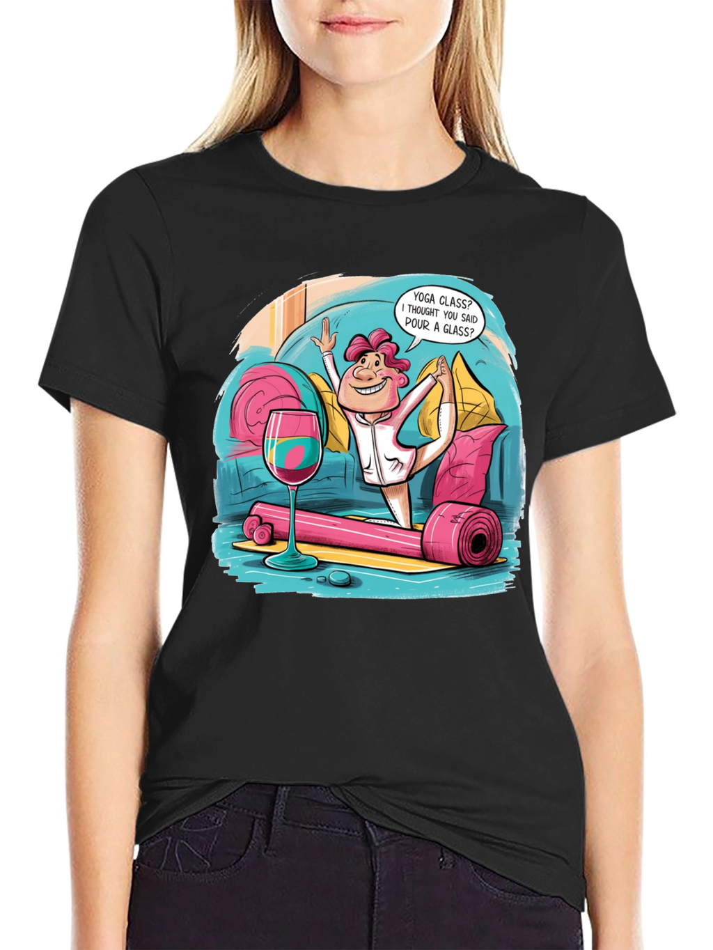 Yoga & Wine Funny T-Shirt