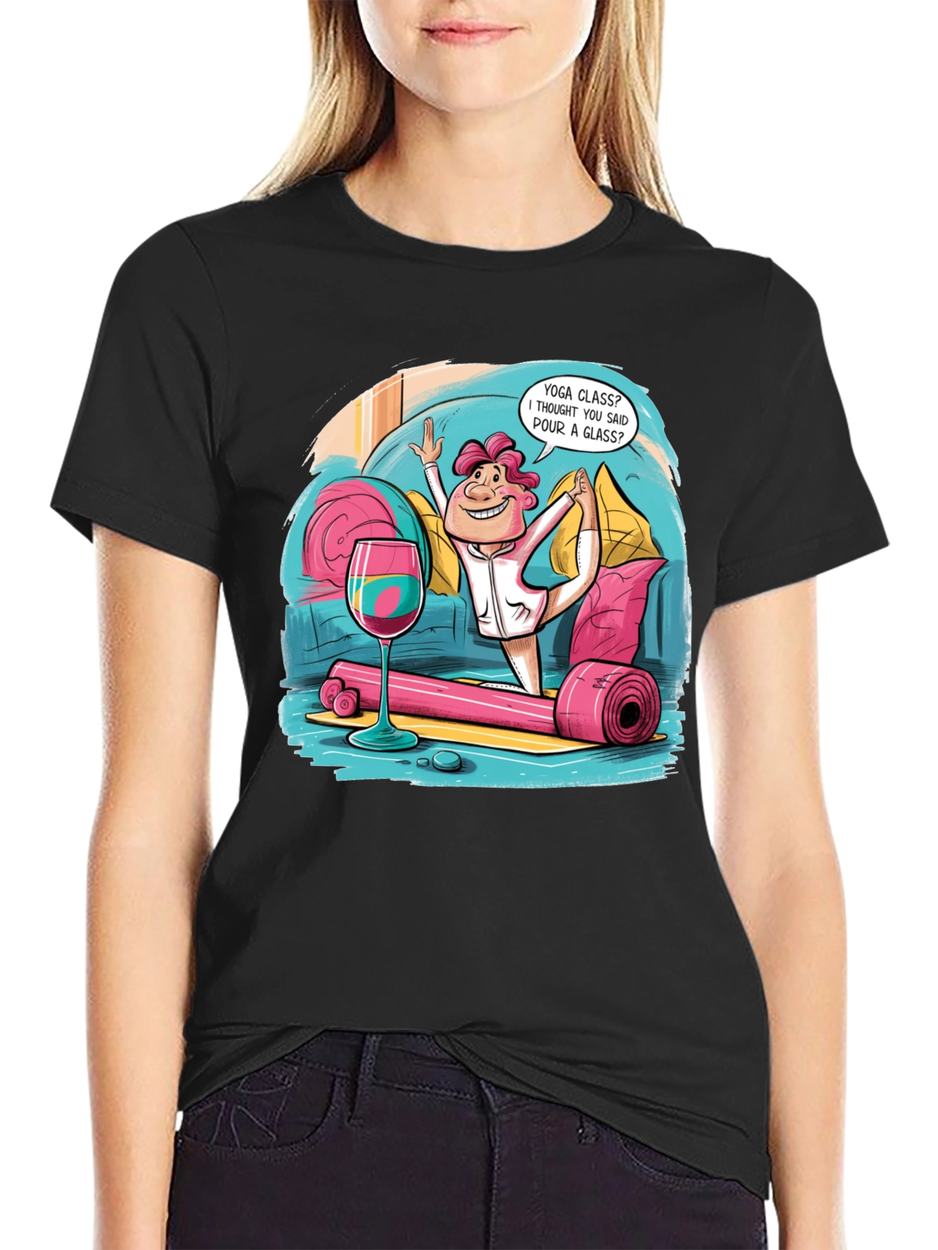 Yoga & Wine Funny T-Shirt