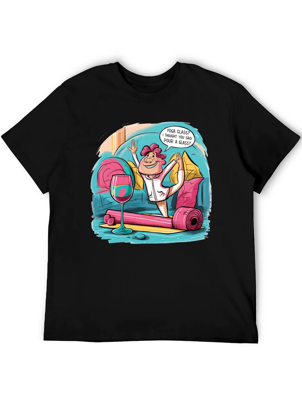Yoga & Wine Funny T-Shirt