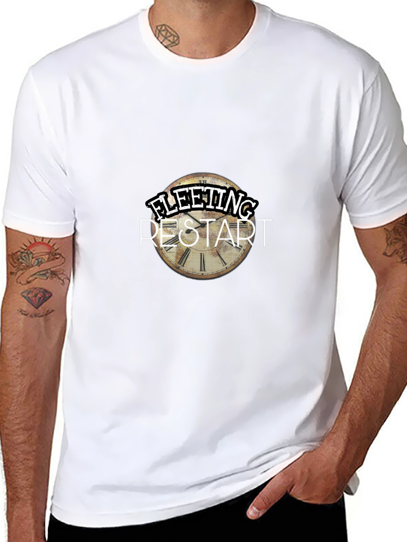 Fleeting Restart Graphic Print Black T-Shirt