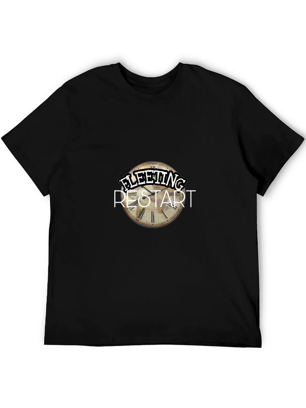 Fleeting Restart Graphic Print Black T-Shirt