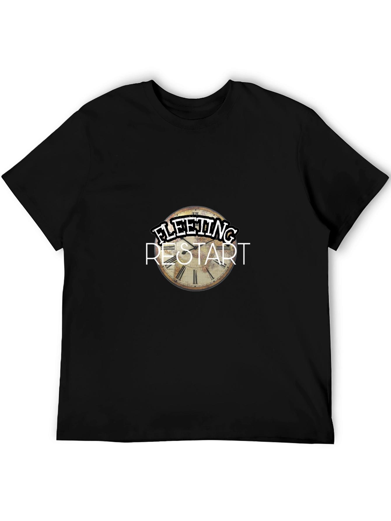 Fleeting Restart Graphic Print Black T-Shirt