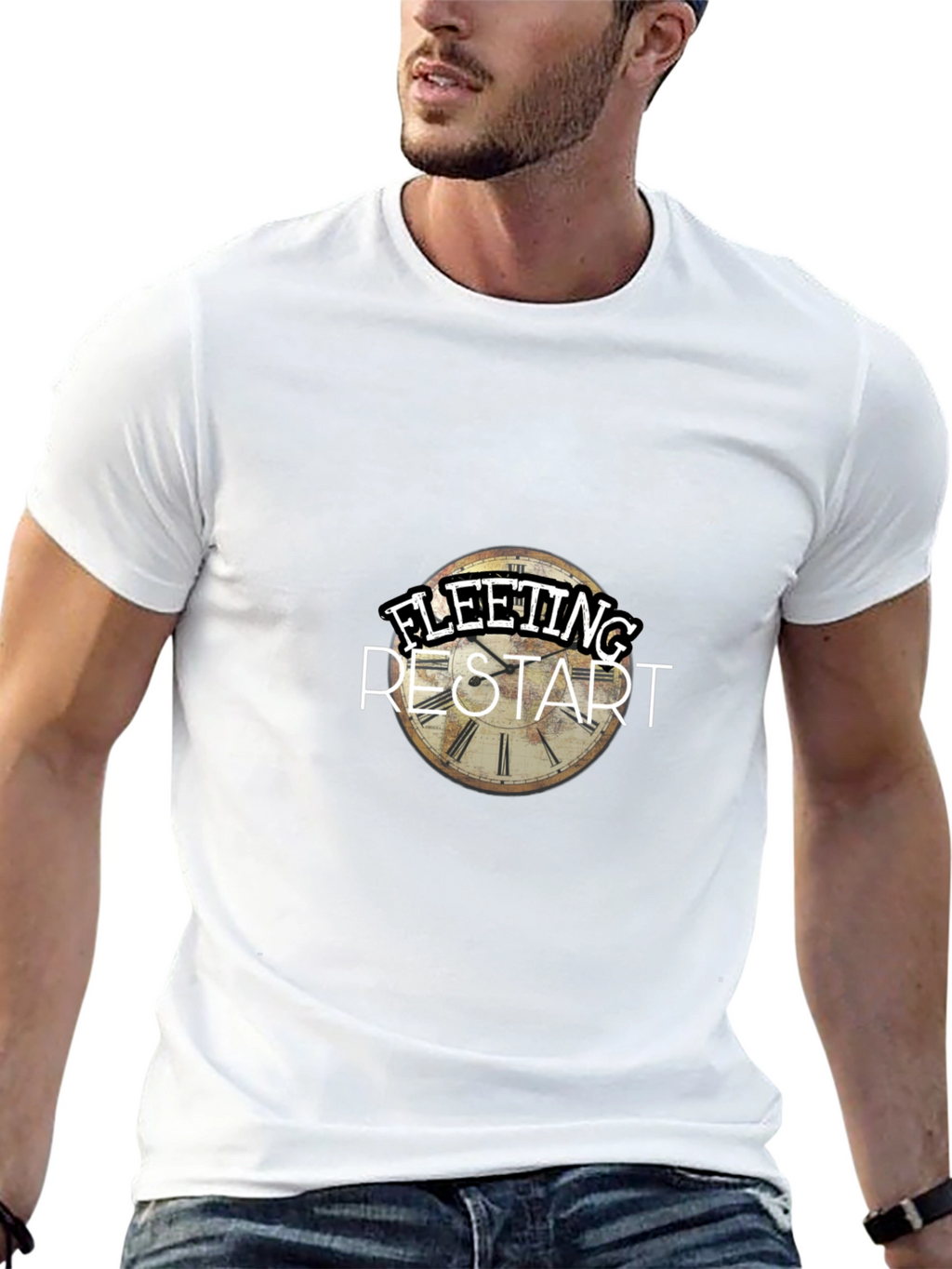 Fleeting Restart Graphic Print Black T-Shirt