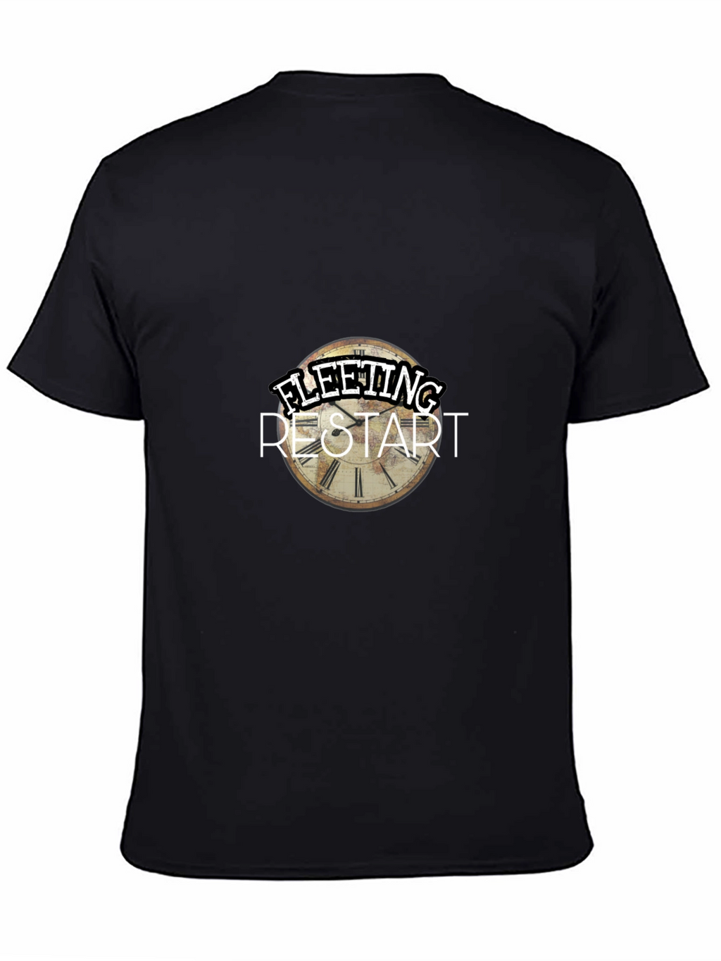 Fleeting Restart Graphic Print Black T-Shirt