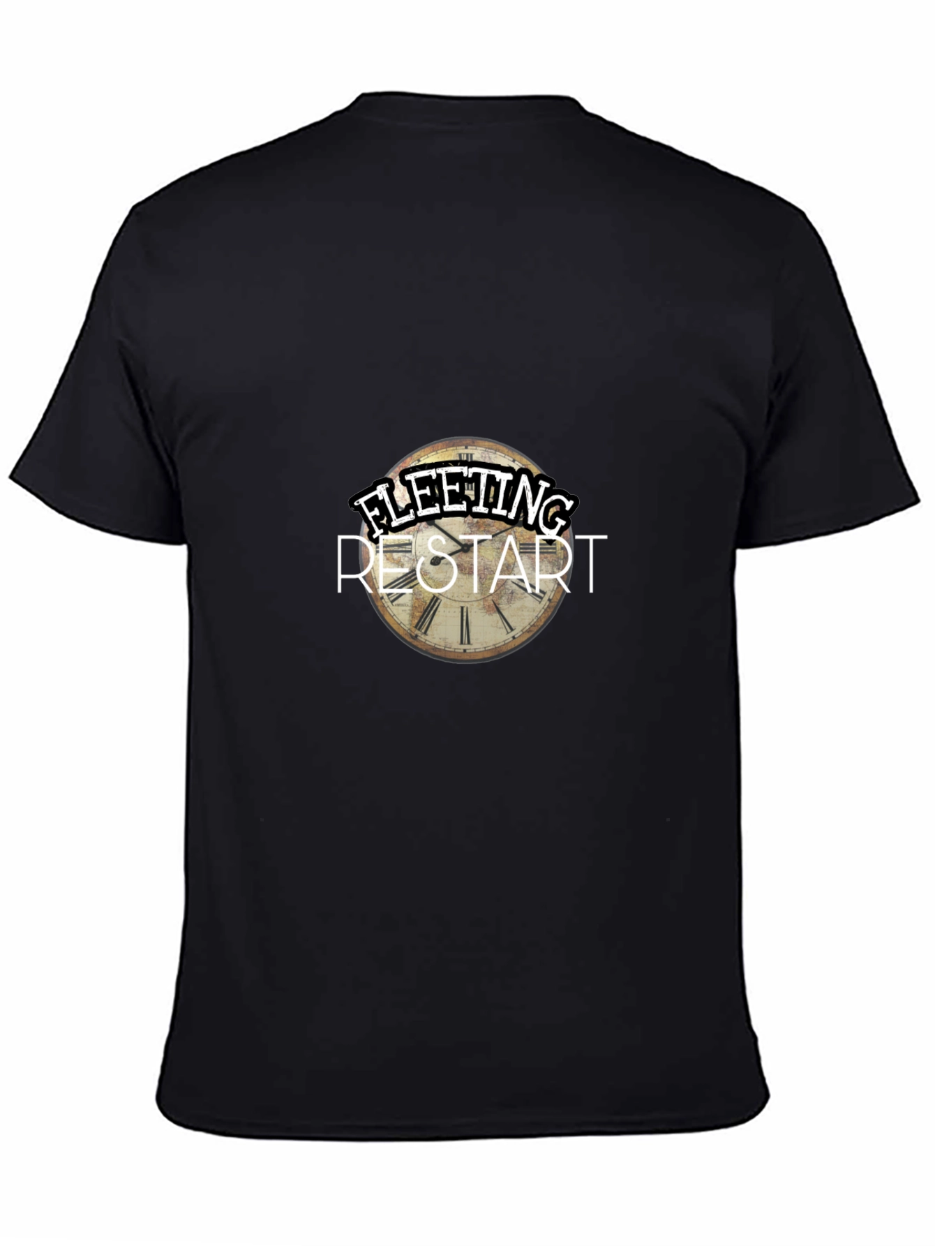 Fleeting Restart Graphic Print Black T-Shirt