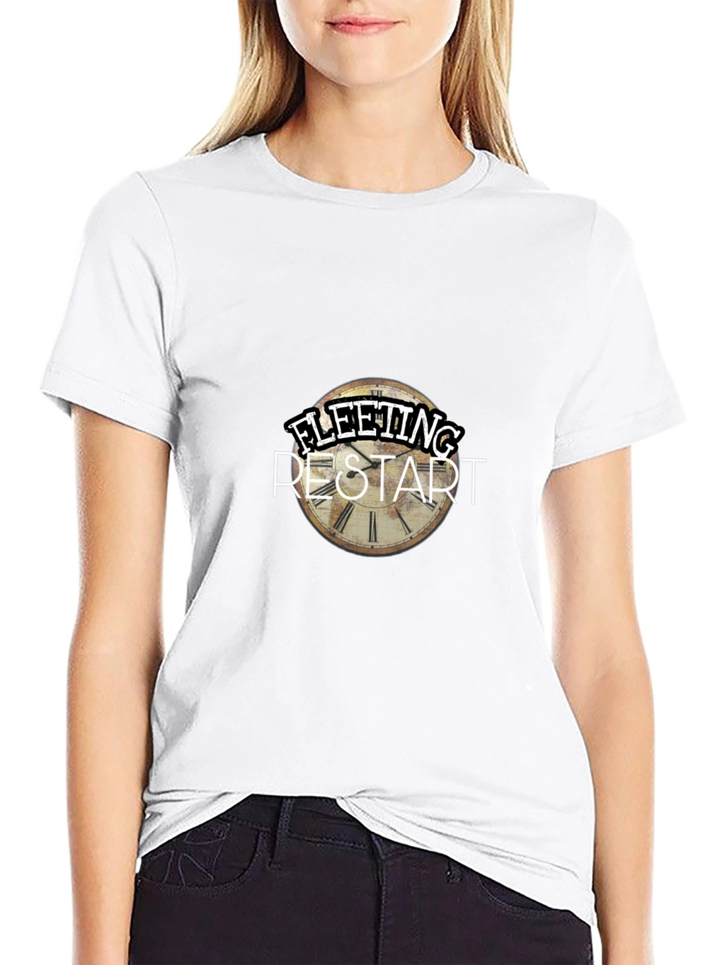 Fleeting Restart Graphic Print Black T-Shirt