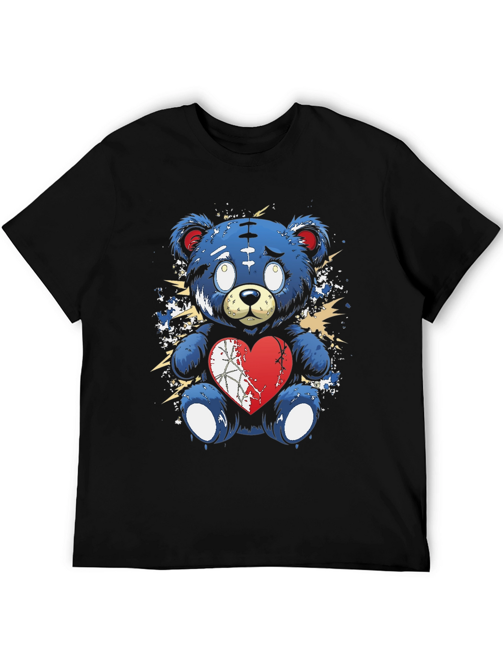 Broken Heart Teddy Bear Graphic Tee - Black