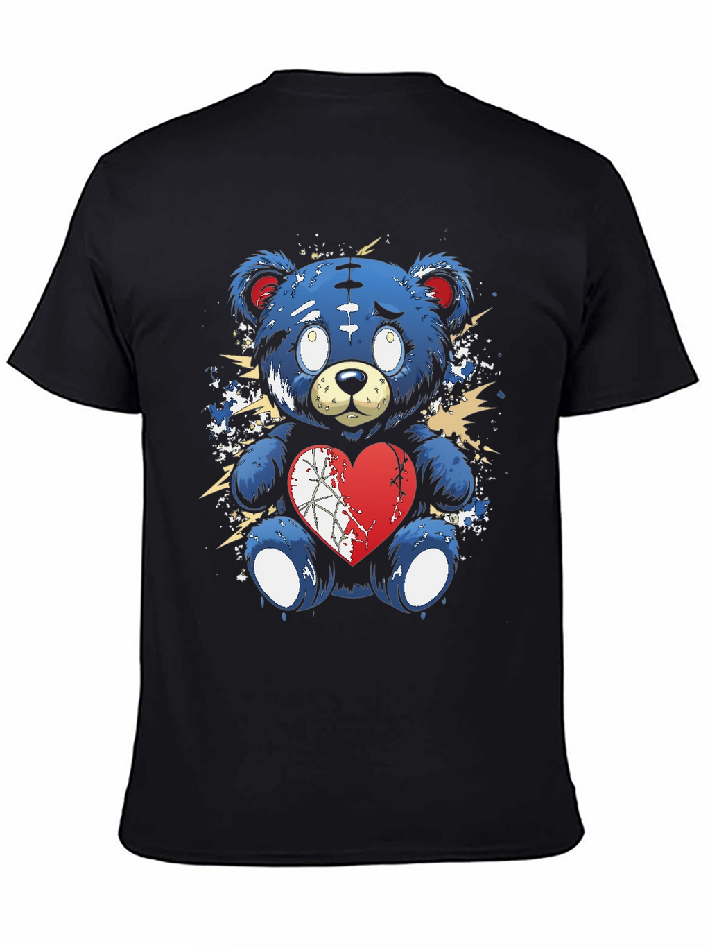 Broken Heart Teddy Bear Graphic Tee - Black