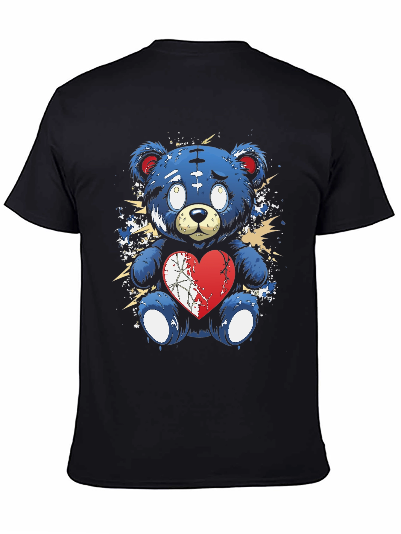 Broken Heart Teddy Bear Graphic Tee - Black