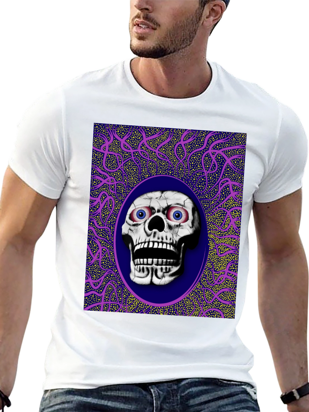 Skull Graphic Print Crew Neck T-Shirt