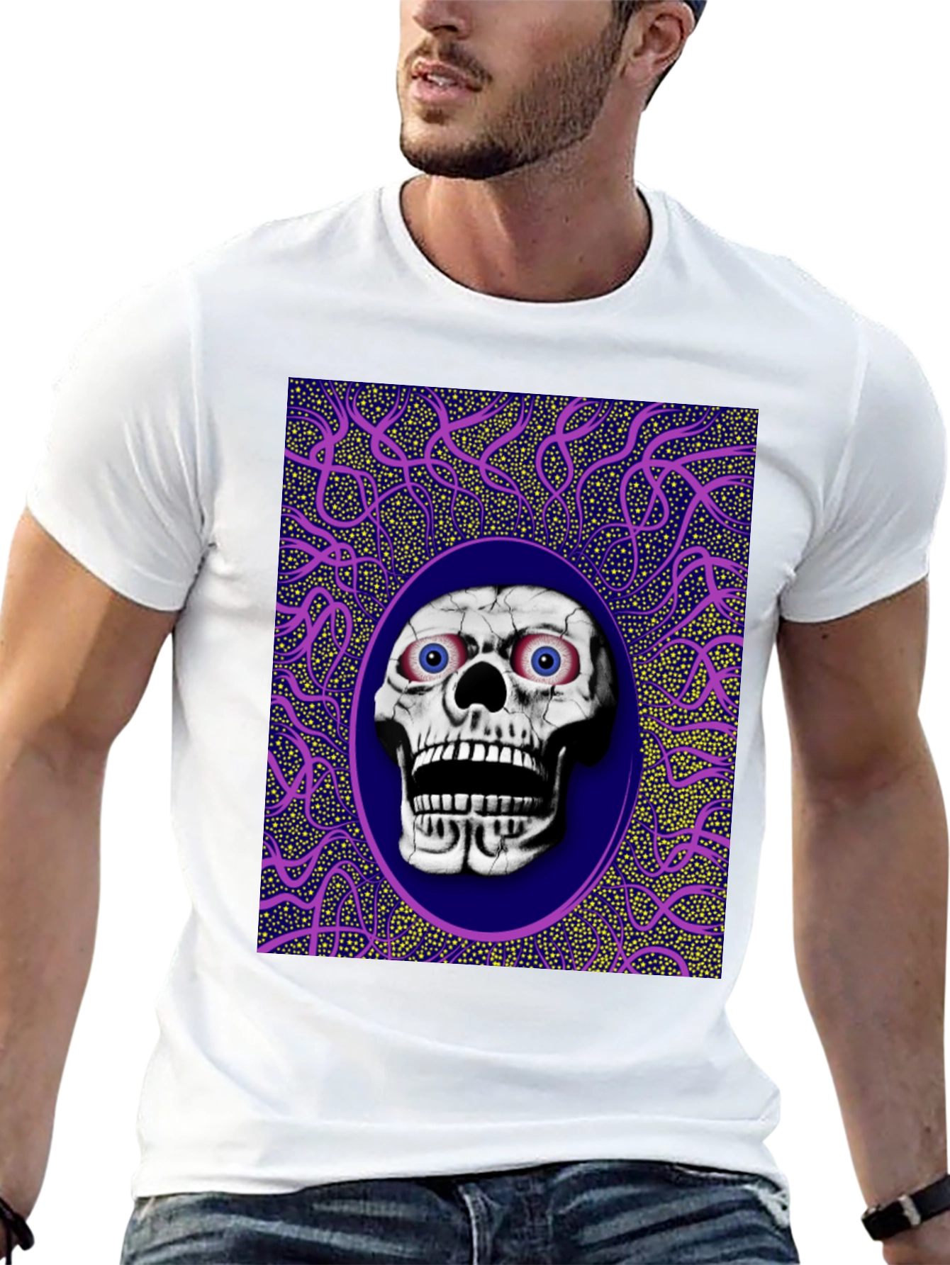 Skull Graphic Print Crew Neck T-Shirt