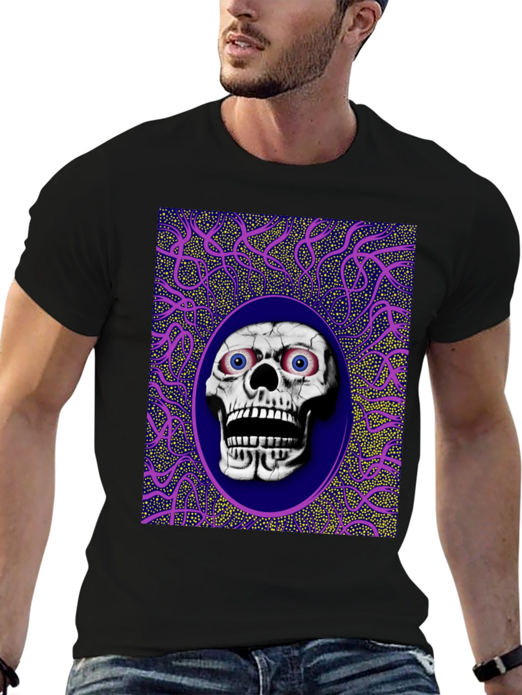 Skull Graphic Print Crew Neck T-Shirt