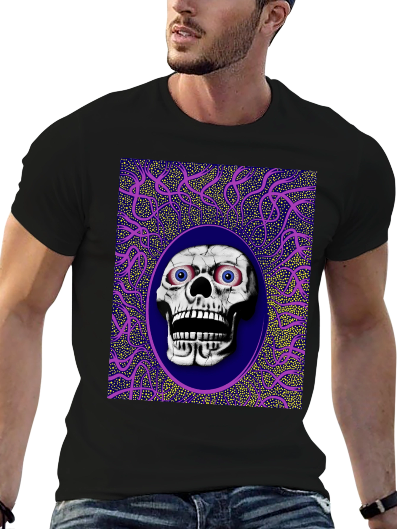 Skull Graphic Print Crew Neck T-Shirt