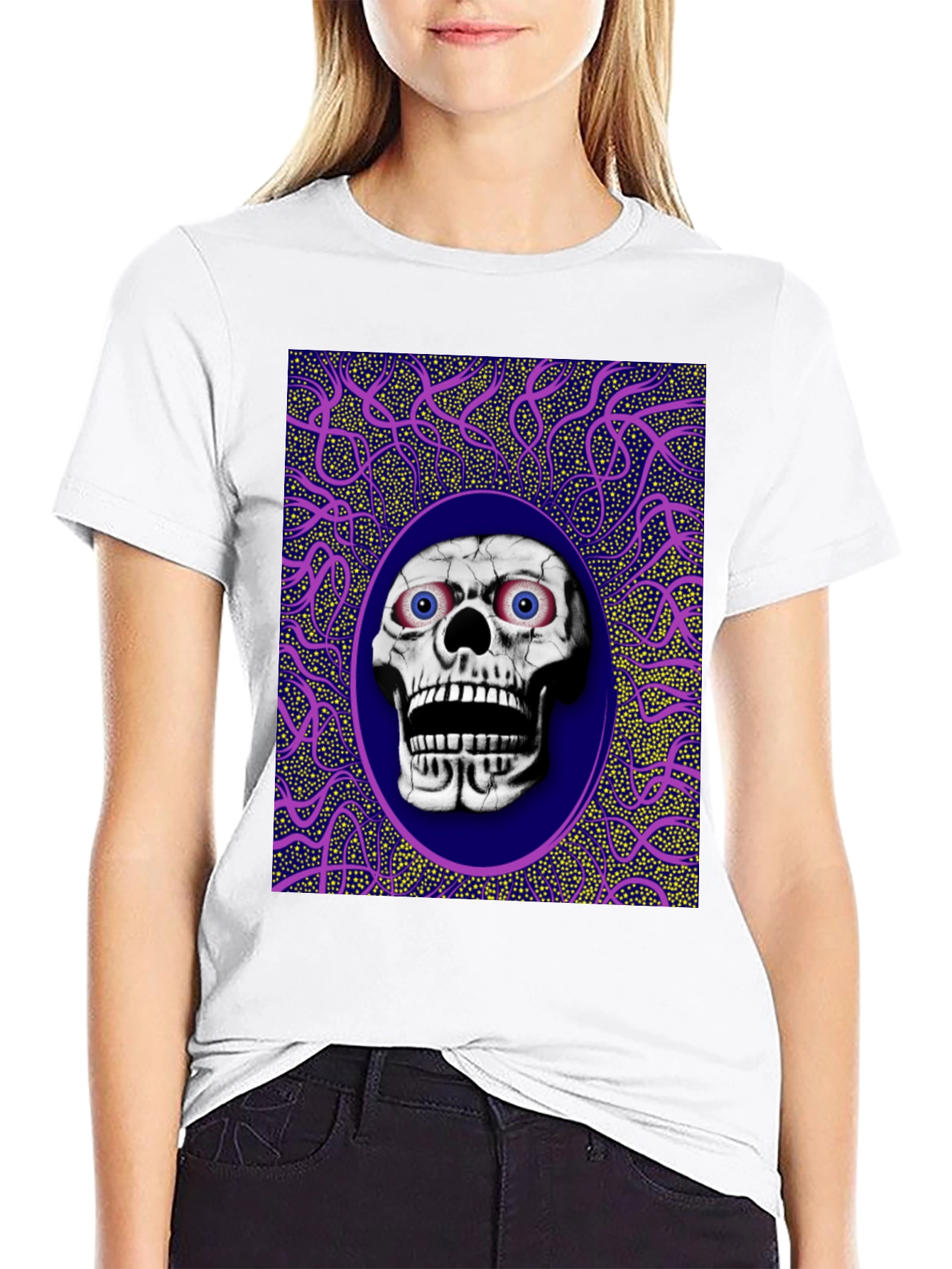 Skull Graphic Print Crew Neck T-Shirt