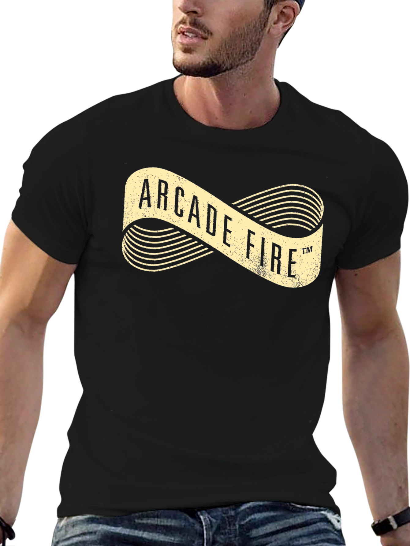 Arcade Fire Graphic Print Black T-Shirt