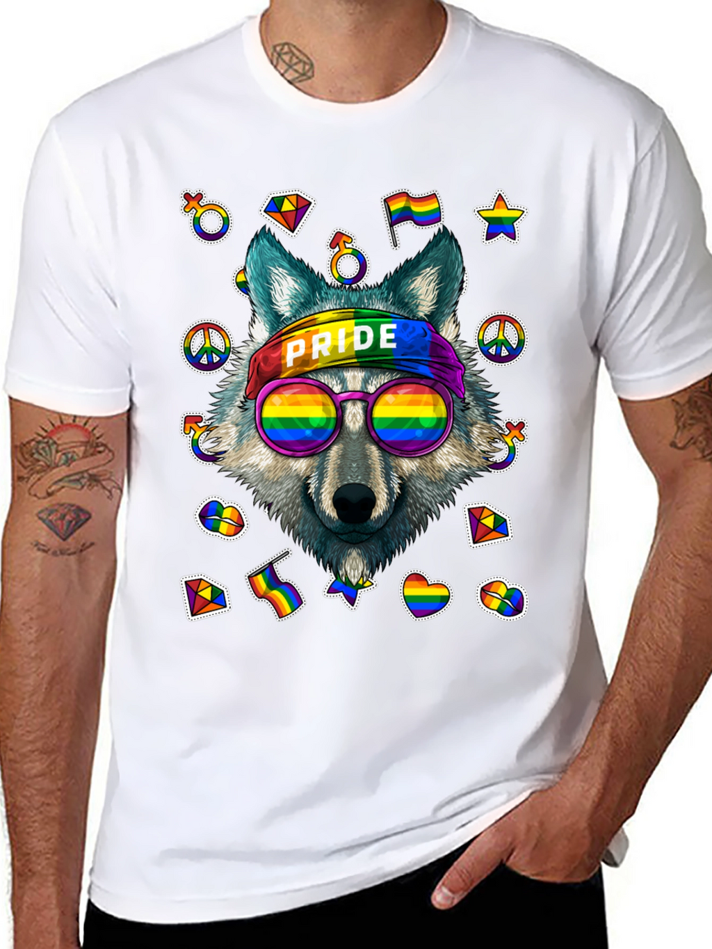 Pride Wolf Graphic Tee - LGBTQ+ Support Shirt