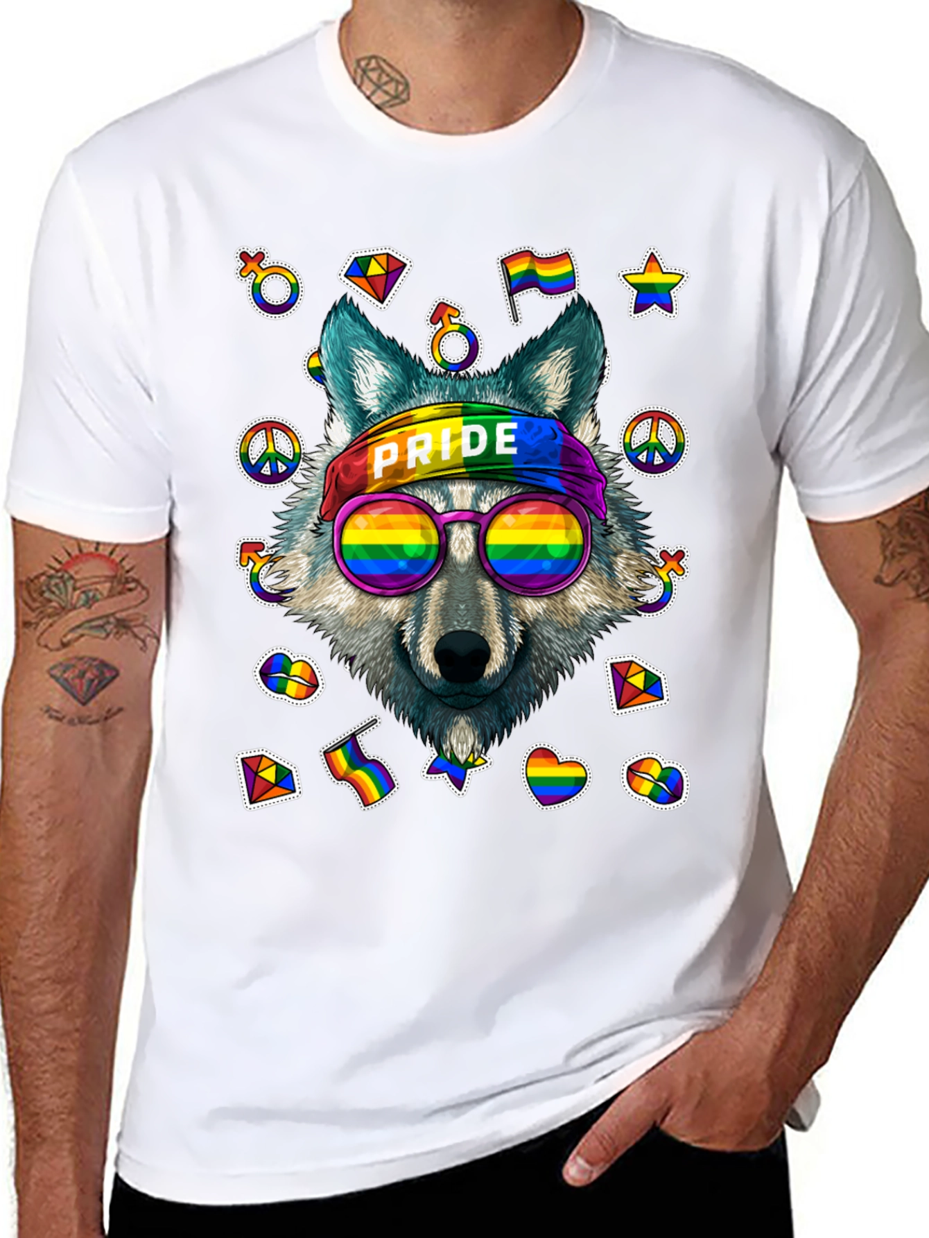 Pride Wolf Graphic Tee - LGBTQ+ Support Shirt