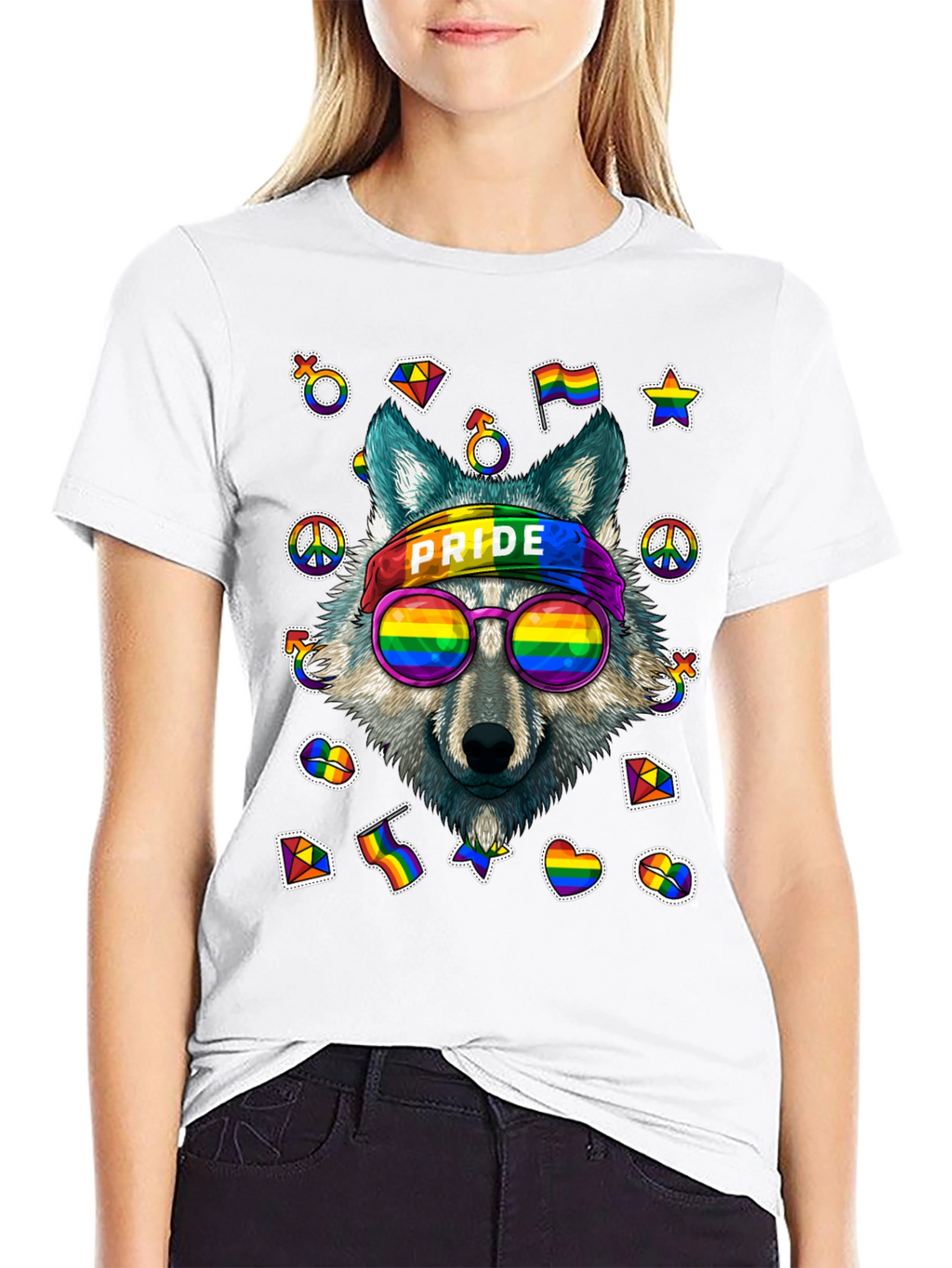 Pride Wolf Graphic Tee - LGBTQ+ Support Shirt