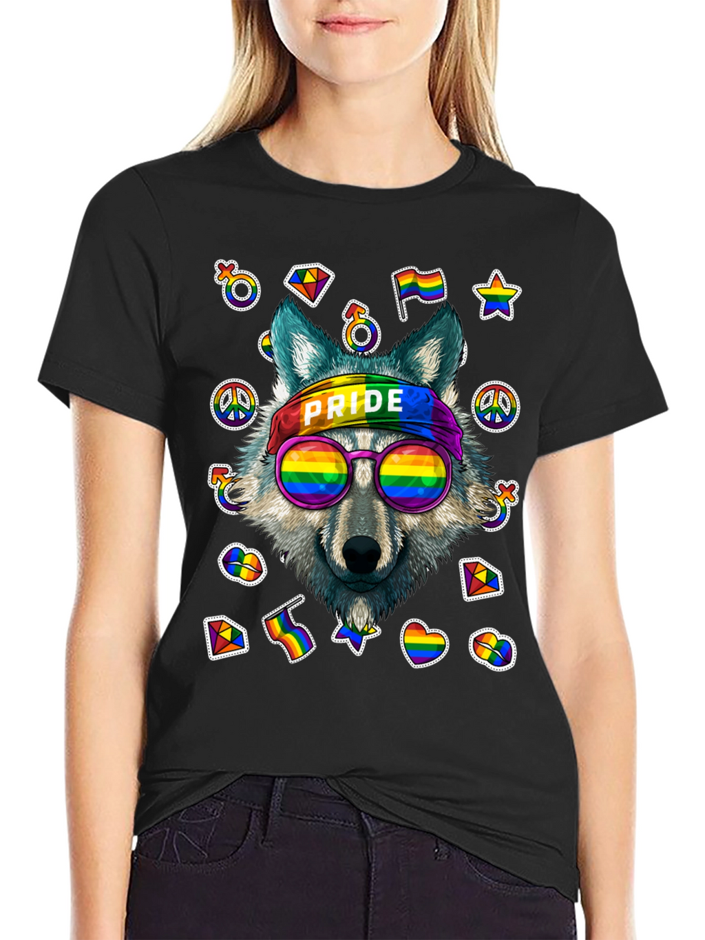 Pride Wolf Graphic Tee - LGBTQ+ Support Shirt