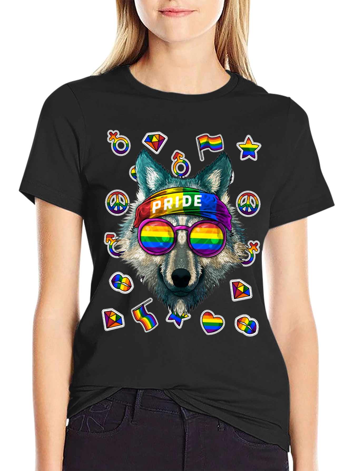Pride Wolf Graphic Tee - LGBTQ+ Support Shirt