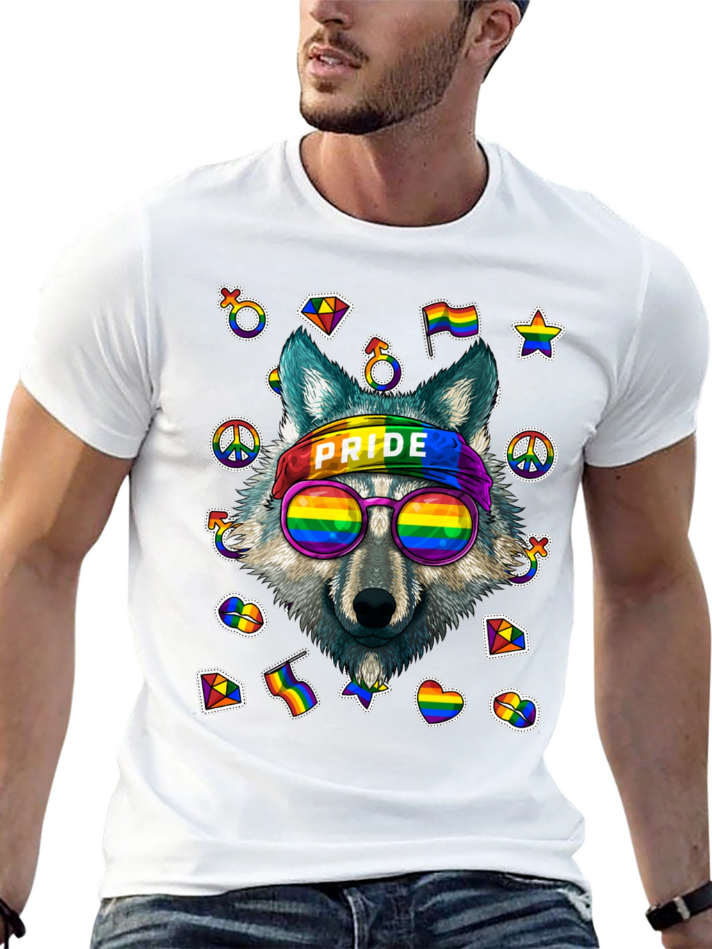 Pride Wolf Graphic Tee - LGBTQ+ Support Shirt