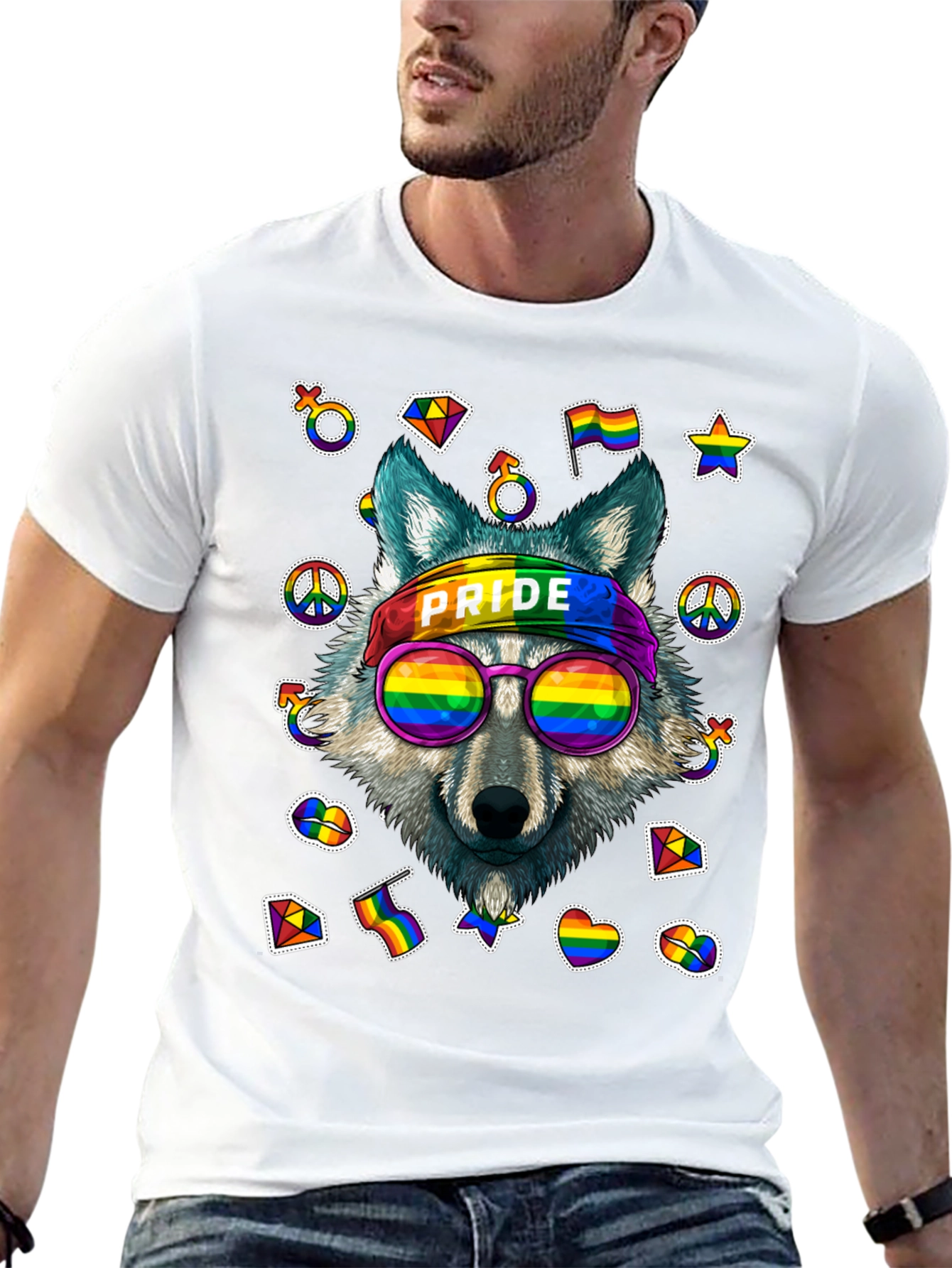 Pride Wolf Graphic Tee - LGBTQ+ Support Shirt